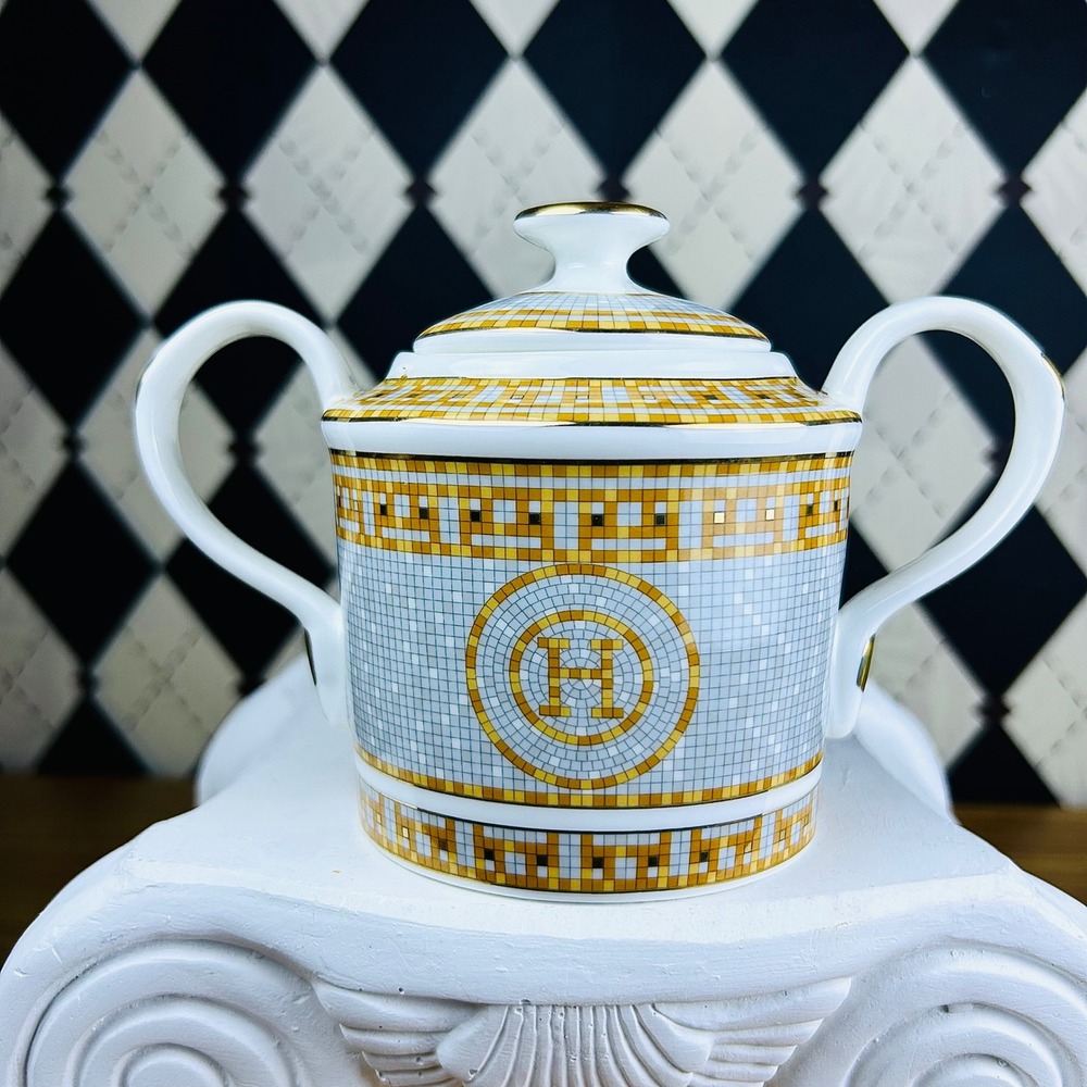 Hermès Mosaique au 24 Porcelain Sugar Bowl with Lid